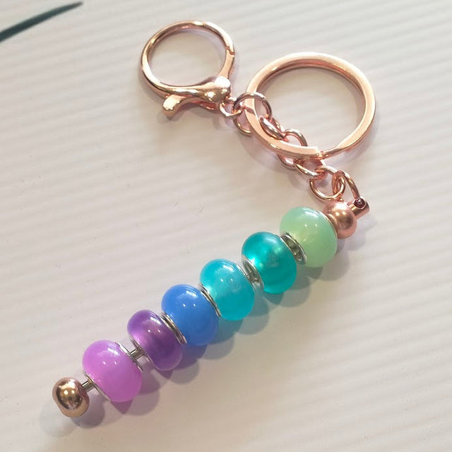 Little Rose Gold Beaded Keyring