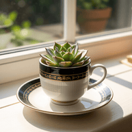 Black & White Tea Cup Planter - Planter - ceramic - planter - succulent planter