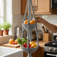 Double Hanging Macrame Fruit Bowl - Macrame fruit bowl - macrame - 