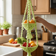 Double Hanging Macrame Fruit Bowl - Macrame fruit bowl - macrame - 