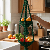 Double Hanging Macrame Fruit Bowl - Macrame fruit bowl - macrame - 