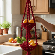 Double Hanging Macrame Fruit Bowl - Macrame fruit bowl - macrame - 