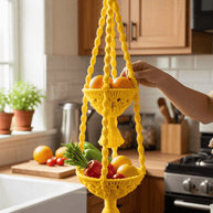 Double Hanging Macrame Fruit Bowl - Macrame fruit bowl - macrame - 
