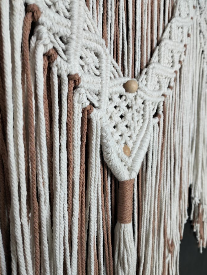 Marie | Large Triple Panel Macrame Wall Hanging - Macrame Wall Hanging - macrame - one - of - a - kind - wall hanging