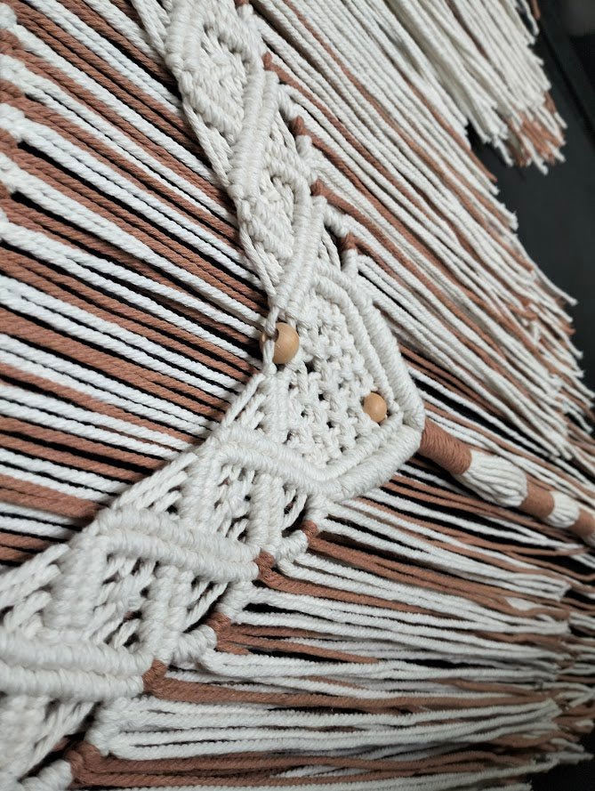Marie | Large Triple Panel Macrame Wall Hanging - Macrame Wall Hanging - macrame - one - of - a - kind - wall hanging