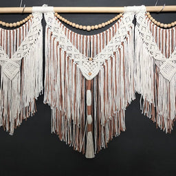 Marie | Large Triple Panel Macrame Wall Hanging - Macrame Wall Hanging - macrame - one - of - a - kind - wall hanging