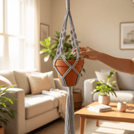 Polly | Large Macrame Plant Holder - Grey - Macrame Plant Holder - macrame - plant hanger - 