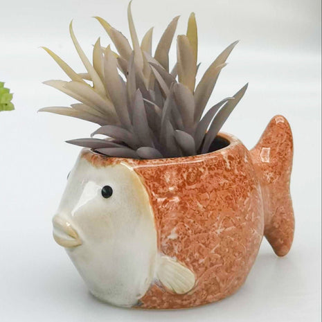 Reef Fish Planter - Ceramic - Fish - orange - planter