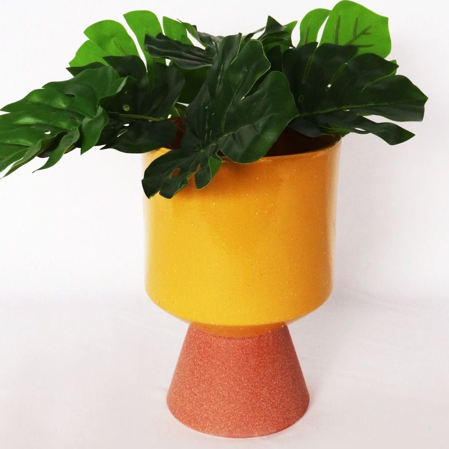 Tall Planter Mustard Terracotta - Ceramic - mustard - orange - planter