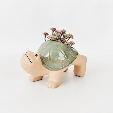 Turtle Planter Pot Hanger Sage - Ceramic - Animal - planter - Turtle