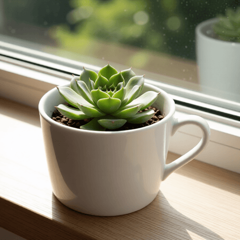 White Tea Cup Planter - Planter - ceramic - planter - succulent planter
